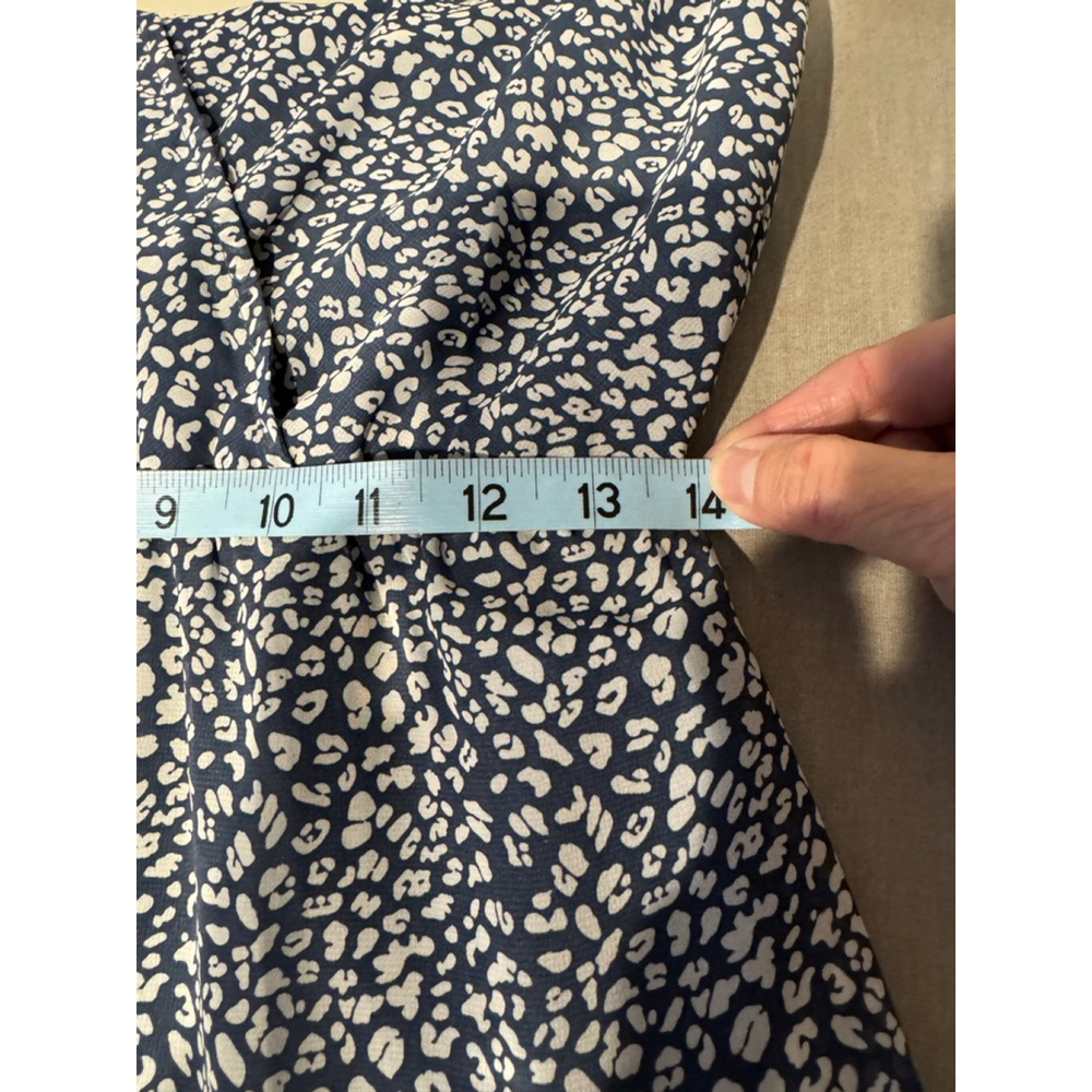 Women's BTFBM lined Blue & White Leopard Print Midi tiered Dress M - Picture 11 of 12